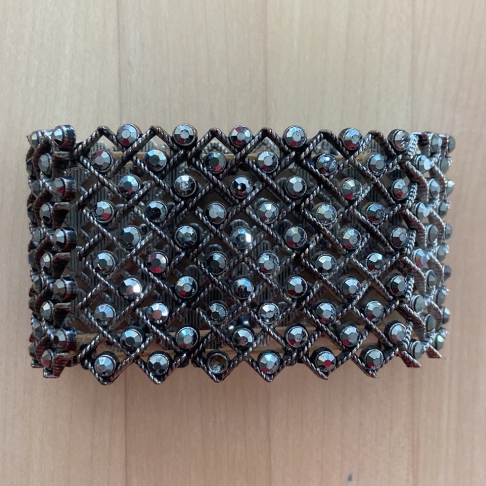 Elegant Black Beaded Cuff Bracelet